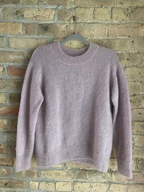 Vince Women's M Mohair Blend Brushed Sweater In Lily Stone Purple Crewneck